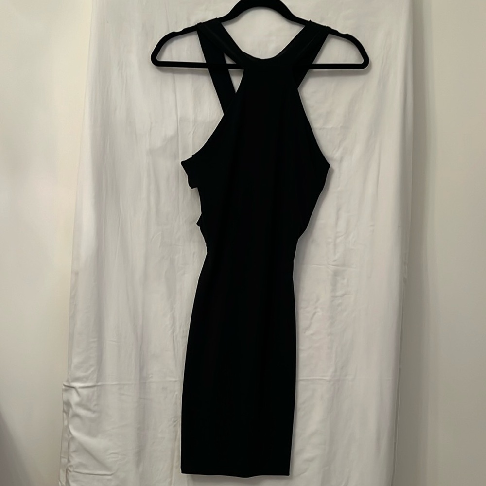 Fitted cut out back and side black dress